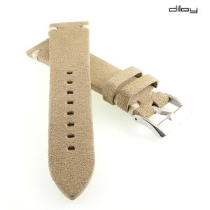 Diloy Veloursleder Uhrenarmband Modell Ascona beige-creme 24 mm