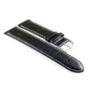 Feines Alligator Leder Uhrenarmband Modell Lausanne-NL schwarz-WN 20 mm
