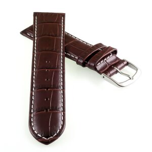 Feines Alligator Leder Uhrenarmband Modell Lausanne-NL mocca-WN 20 mm