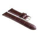 Feines Alligator Leder Uhrenarmband Modell Lausanne-NL mocca-WN 20 mm