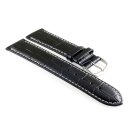 Feines Alligator Leder Uhrenarmband Modell Lausanne-NL schwarz-WN 22 mm