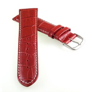 Feines Alligator Leder Uhrenarmband Modell Lausanne-NL rot-WN 24 mm