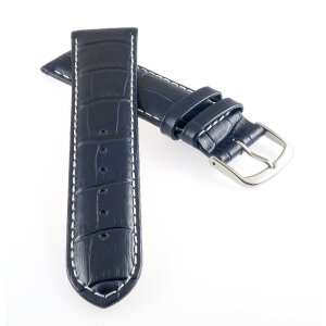 Feines Alligator Leder Uhrenarmband Modell Lausanne-NL navyblau-WN 24 mm