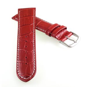 Feines Alligator Leder Uhrenarmband Modell Lausanne-NL rot-WN 12 mm
