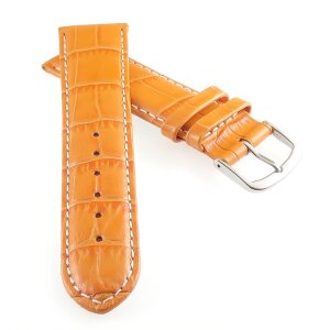 Feines Alligator Leder Uhrenarmband Modell Lausanne-NL orange-WN 12 mm