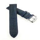 Echt Hirsch-Leder Uhrenarmband Modell Hirsch-Chrono blau 22 mm