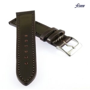 Feines Fluco Uhrenarmband Shell Cordovan Modell Galopper-XL mocca 18 mm Handarbeit