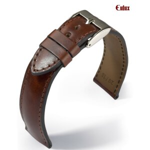 Eulux Rind-Leder Uhrenarmband Modell Rugato mittel-braun 20 mm, Handarbeit