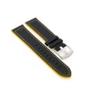 Softleder Uhrenarmband Modell Sportina schwarz-gelb 24 mm Breitdorn
