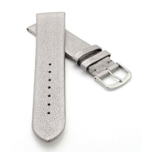 Design metallic Leder Uhrenarmband Modell Glimmer titanium-grau 22 mm