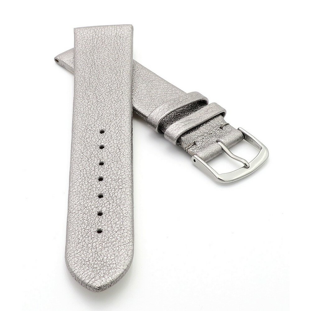 Design metallic Leder Uhrenarmband Modell Glimmer titanium-grau mm