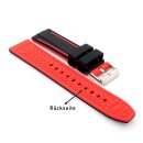 Premium Silikon Uhrenarmband Modell Malibu schwarz-rot 20 mm