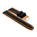 Premium Silikon Uhrenarmband Modell Malibu schwarz-orange 20 mm