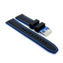 Premium Silikon Uhrenarmband Modell Malibu schwarz-blau 22 mm