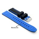 Premium Silikon Uhrenarmband Modell Malibu schwarz-blau 22 mm