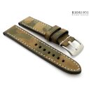 Rios1931 Camouflage Leder-Uhrenarmband Modell Hawker braun-grün 20 mm