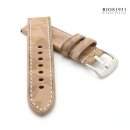 Rios1931 Camouflage Leder-Uhrenarmband Modell Hawker beige-creme 22 mm