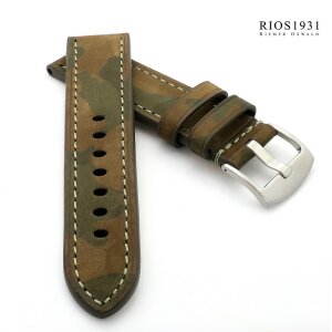 Rios1931 Camouflage Leder-Uhrenarmband Modell Douglas braun-grün 20 mm