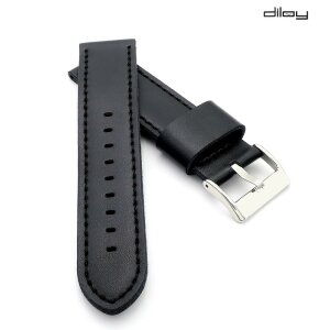 Diloy Lorica-Technikleder Uhrenarmband Modell Nizza schwarz 20 mm, wasserfest