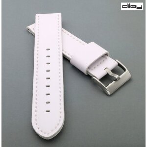 Diloy Lorica-Technikleder Uhrenarmband Modell Nizza weiß 22 mm, wasserfest