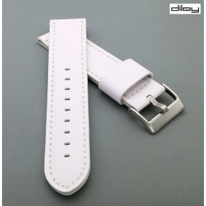 Diloy Lorica-Technikleder Uhrenarmband Modell Nizza weiß 24 mm, wasserfest