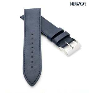 Herzog Rindleder Uhrenarmband Modell Florenz blau 18 mm, Handmade