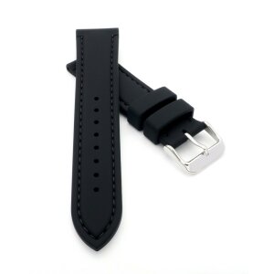 Silikon Uhrenarmband Modell Reef schwarz-SN mit Seitenriegel 18 mm