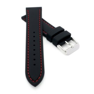 Silikon Uhrenarmband Modell Reef schwarz-RN mit Seitenriegel 18 mm