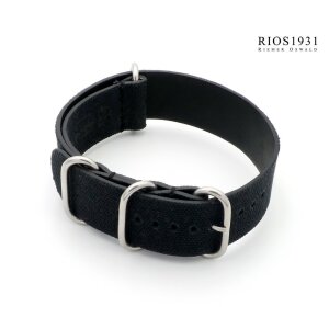 RIOS1931 Nato-Canvas Uhrenarmband Modell Warsaw schwarz 24 mm Nato Strap