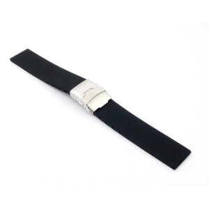 Silikon Uhrenarmband Modell Rhodos-FS-S schwarz 22 mm, Faltschließe