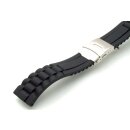 Silikon Uhrenarmband Modell Miami-FS-S schwarz 22 mm, Faltschließe