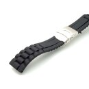 Silikon Uhrenarmband Modell Miami-FS-S schwarz 20 mm, Faltschlie&szlig;e