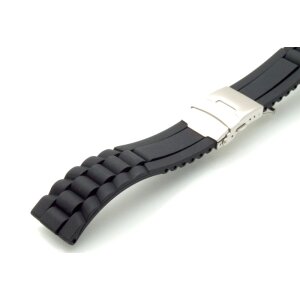 Silikon Uhrenarmband Modell Miami-FS-S schwarz 18 mm, Faltschließe