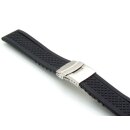 Silikon Uhrenarmband Modell Karoso-FS-S schwarz 20 mm, Faltschlie&szlig;e-Karo