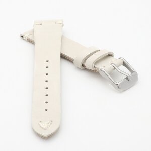 Feines Velours-Leder Uhrenarmband Modell Rolly perle-creme 22/18 mm