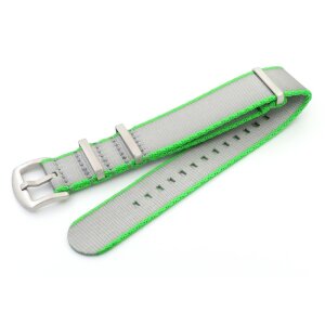 GEO-Straps Nato Nylon Uhrenarmband Modell Nitro silber-grün 22 mm