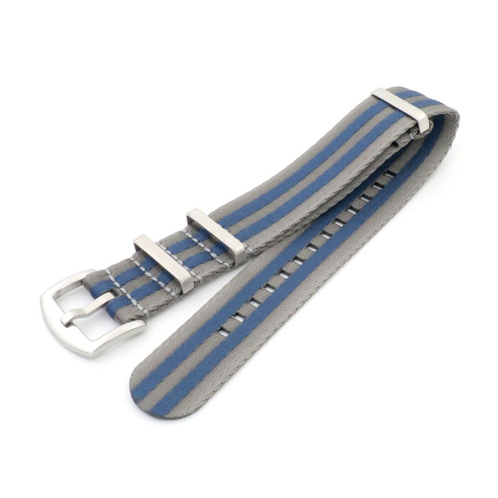 NATO Strap Armband 18 Mm Schwarz Grau Sand Gestreift + Mattierte