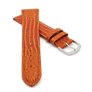Feines Eidechsen-Leder Uhrenarmband Modell Davos-71S XL cognac 16 mm