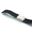 Silikon Uhrenarmband Modell Kreta-FS-S schwarz 18 mm, Faltschlie&szlig;e