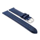Feines Eidechsen-Leder Uhrenarmband Modell Davos-71S XL blau 20 mm