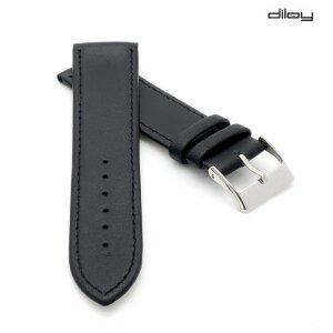 Diloy feines italienisches Softleder-Uhrenarmband Modell Seville schwarz 20 mm