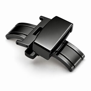 Butterflyfaltschließe Edelstahl-PVD schwarz poliert Modell Spring 22 mm