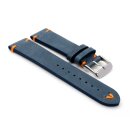 Rindleder Uhrenarmband Modell Beluga-Gino blau-orange 18 mm