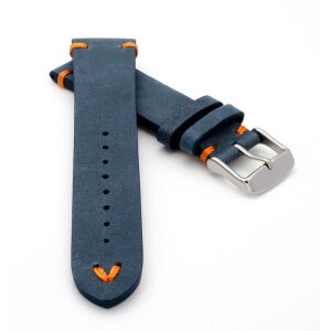 Rindleder Uhrenarmband Modell Beluga-Pito-NL blau-orange 20 mm