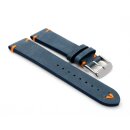 Rindleder Uhrenarmband Modell Beluga-Gino blau-orange 20 mm