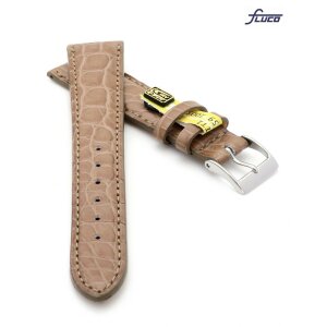 Fluco Limited-Edition echt Krokodil Uhrenarmband Modell Burma sand-beige 18 mm 