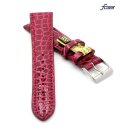 Fluco Limited-Edition echt Krokodil Uhrenarmband Modell Burma bordeaux-rot 18 mm 