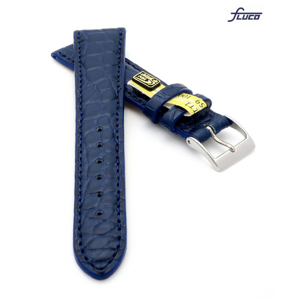 echt Kroko Uhrenarmband 19mm Jeans blau Deutscher Hersteller 