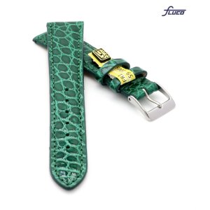 Fluco Limited-Edition echt Krokodil Uhrenarmband Modell Burma hell-grün 19 mm