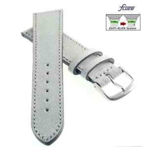 Fluco Easy-Klick Veloursleder Uhrenarmband Modell Oslo-NL hell-grau 22 mm Handarbeit